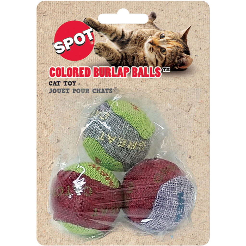 Spot Burlap Ball Catnip Toy Assorted 1.5 in 3 Pack