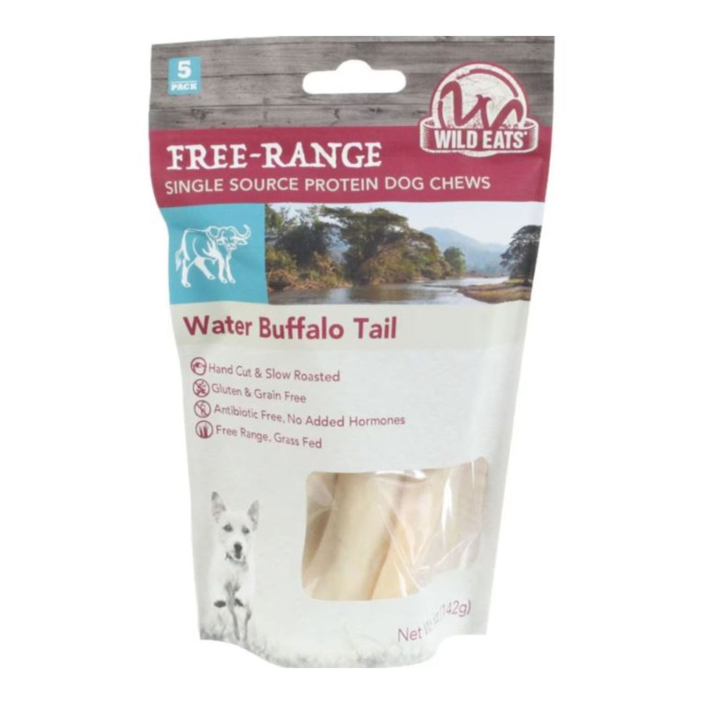 Wild Eats Water Buffalo Tail Dog Chews Buffalo 4-5 In - 5 Pk