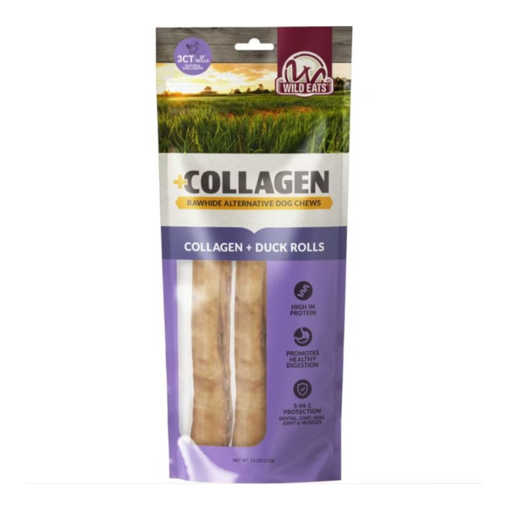 Wild Eats Collagen Retriever Rolls Duck 10in. -3 Pk