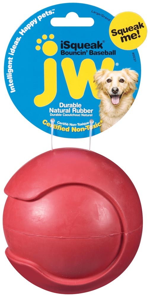 JW Pet iSqueak Bouncin' Dog Toy Baseball Assorted 1ea/LG for your Pet Dog with Pet Store X.