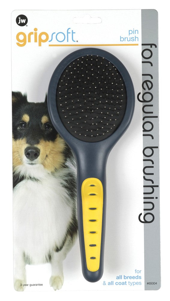 JW Pet Pin Brush Grey/Yellow 1ea/LG for your Pet Dog with Pet Store X.