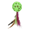 JW Pet Cataction Feather Ball with Bell Cat Toy Green 1ea/One Size