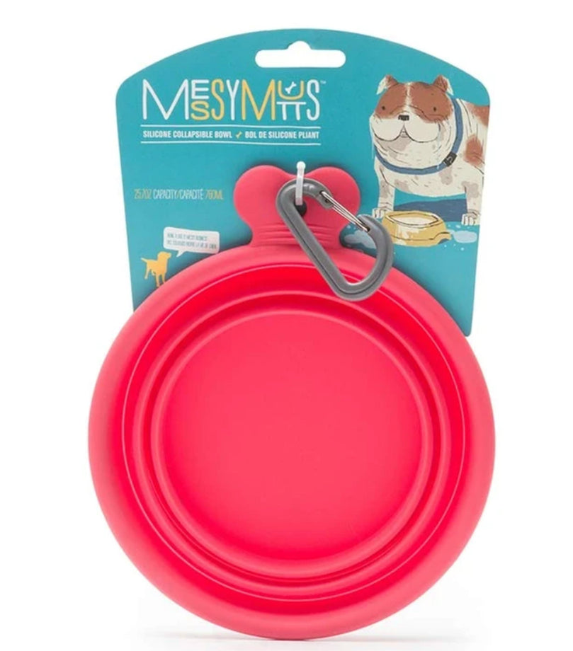 Messy Mutts Dog Collapsible Bowl Red 15 Cup for your Pet Dog with Pet Store X.