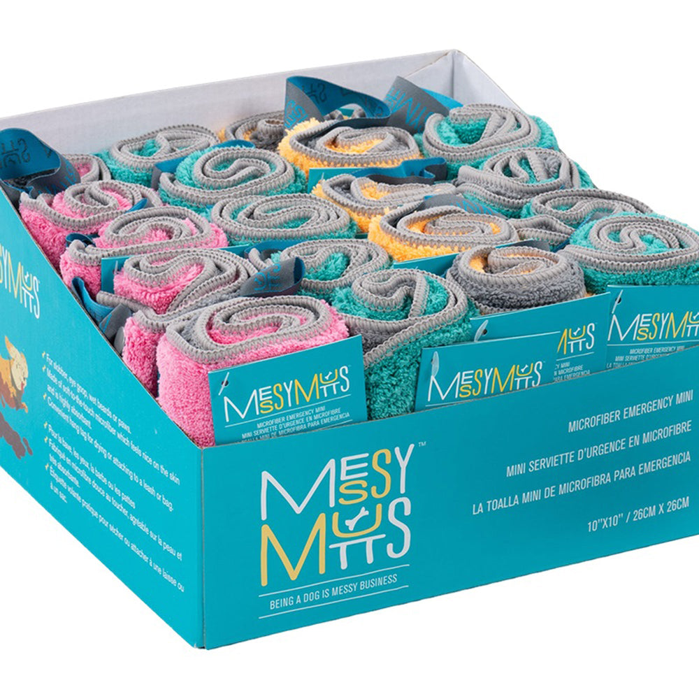 Messy Mutts Dog Microfiber Mini Towel 10In. X 10In. (Assorted; 20 Count)