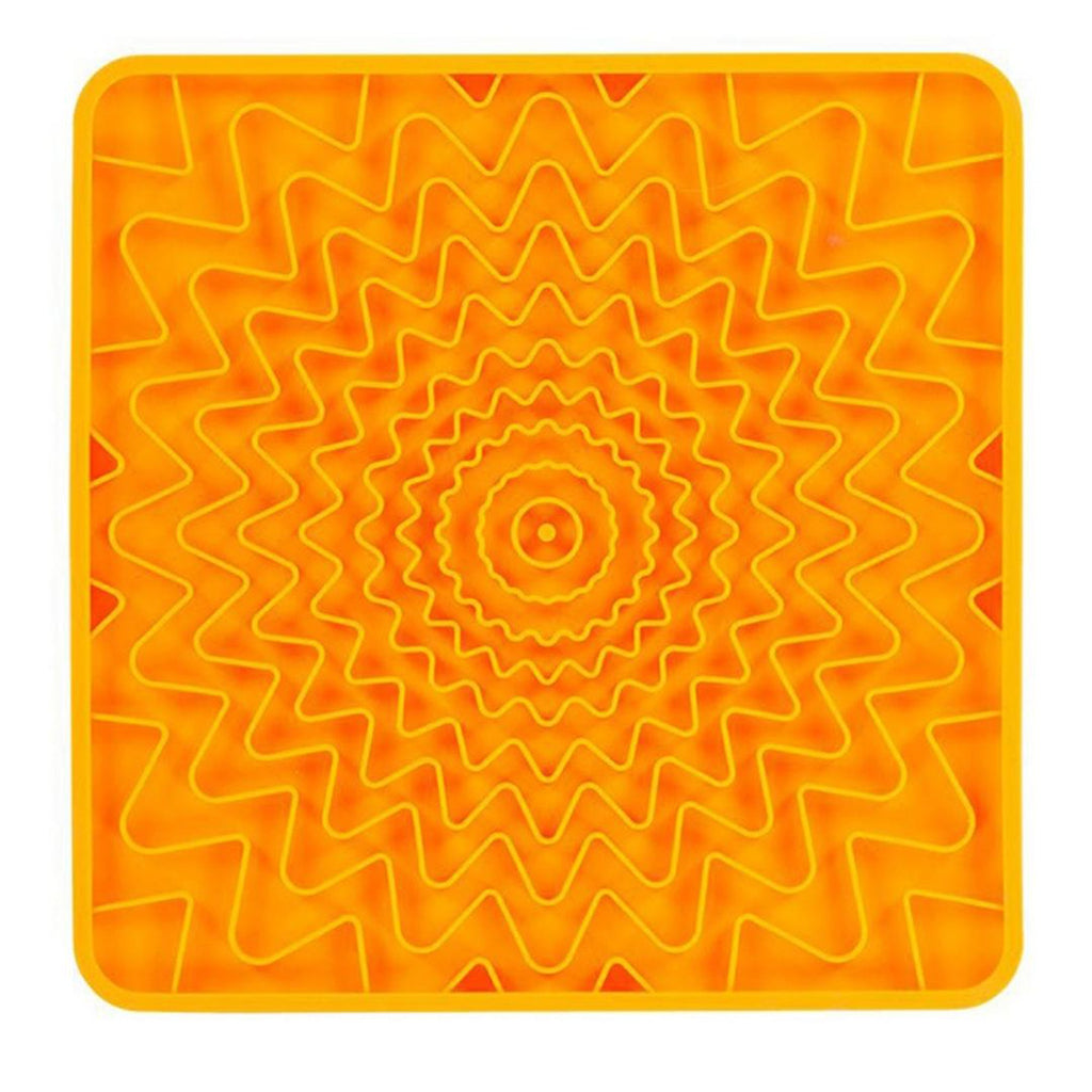 Messy Mutts Dog Framed Silicone Interactive Licking Mat 10In X 10In Orange for your Pet Dog with Pet Store X.