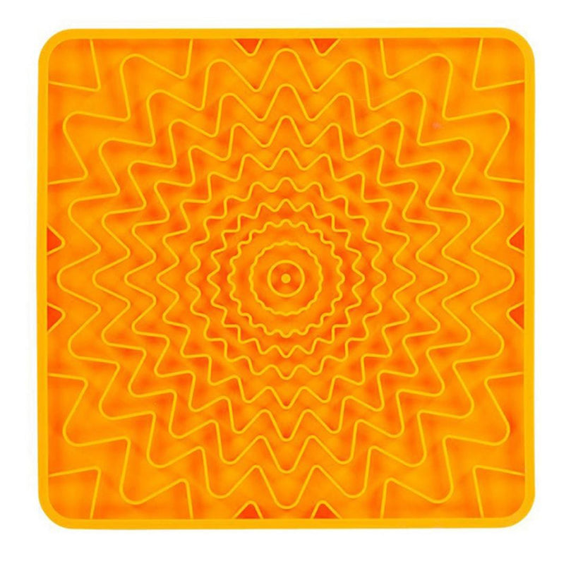 Messy Mutts Dog Framed Silicone Interactive Licking Mat 10In X 10In Orange for your Pet Dog with Pet Store X.