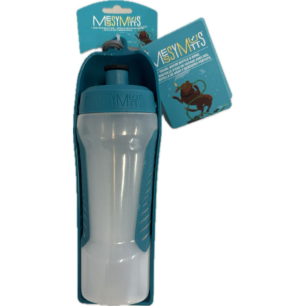 Messy Mutts Dog Travel Water Bottle And Bowl Blue