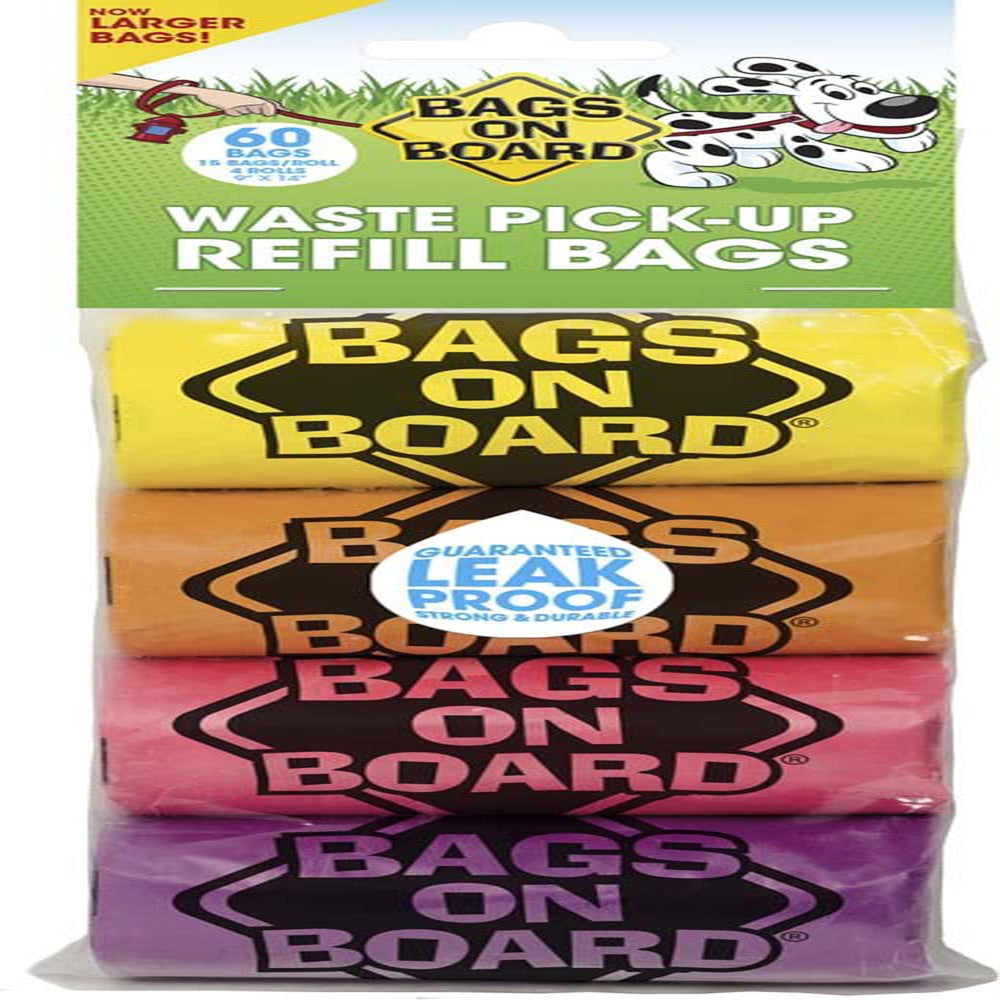 Bags on Board Waste Pick-up Bags Refill Yellow, Pink, Purple, Blue 1ea/60 ct