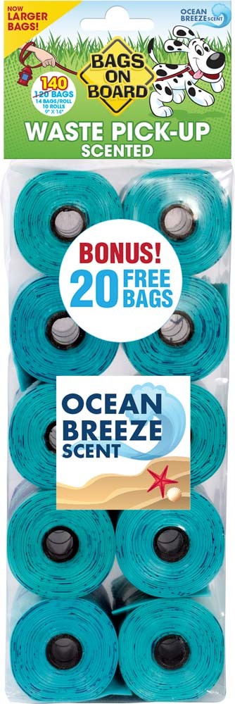 Bags on Board Waste Pick-up Scented Bags Refill Blue 1ea/140 ct for your Pet Dog with Pet Store X.