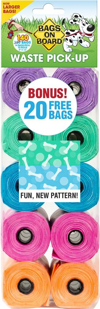 Bags on Board Waste Pick-up Bags Refill Green, Purple, Pink, Blue 1ea/140 ct for your Pet Dog with Pet Store X.