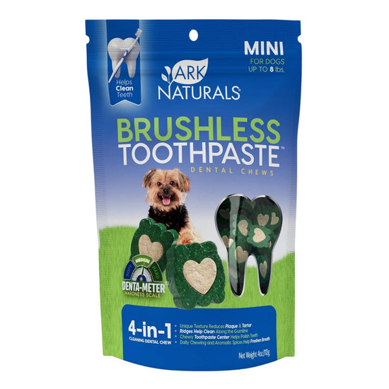 Ark Naturals Breath-Less Brushless Toothpaste Mini Dog & Cat Chews, 4-oz Bag for your Pet Dog with Pet Store X.