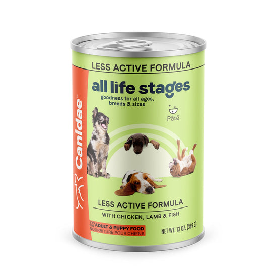 All Life Stages Less Active Canned Dog Food Chicken/Lamb/Fish 13oz (Case of 12) for your Pet Dog with Pet Store X!