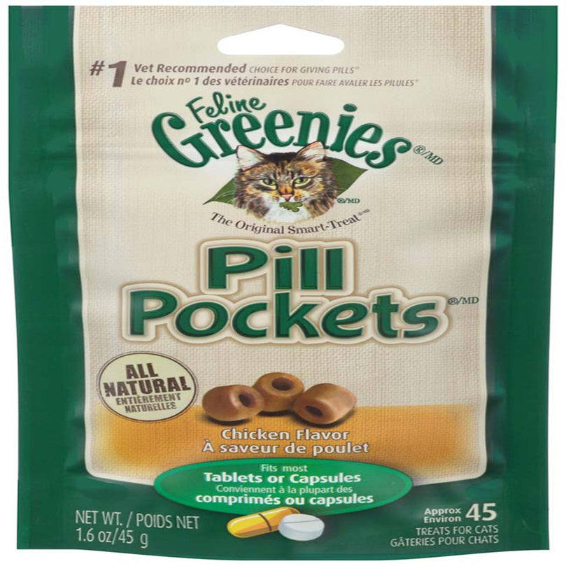 Greenies Feline Pill Pockets Cat Treats Chicken 1ea/16 oz, 45 ct for your Pet Cat with Pet Store X!