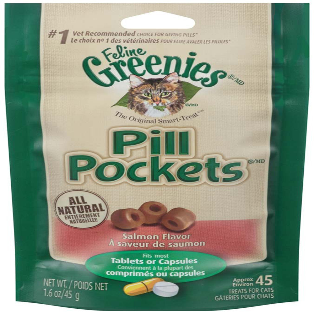 Greenies Feline Pill Pockets Cat Treats Salmon 1ea/16 oz, 45 ct for your Pet Cat with Pet Store X!