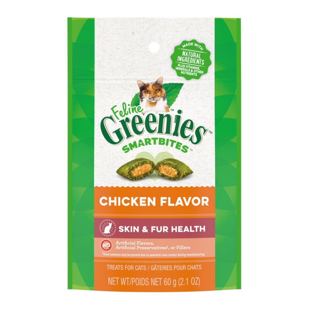 Greenies Feline SmartBites Skin & Fur Crunchy & Soft Adult Cat Treats Chicken 1ea/2.1 oz