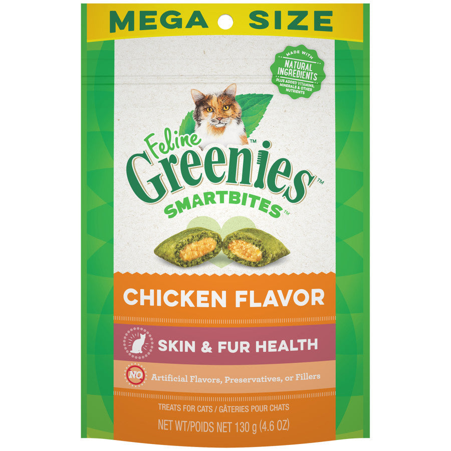 Greenies Feline SmartBites Skin & Fur Crunchy & Soft Adult Cat Treats Chicken 1ea/4.6 oz