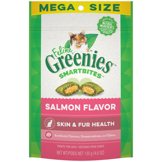 Greenies Feline SmartBites Skin & Fur Crunchy & Soft Adult Cat Treats Salmon 1ea/46 oz for your Pet Cat with Pet Store X!