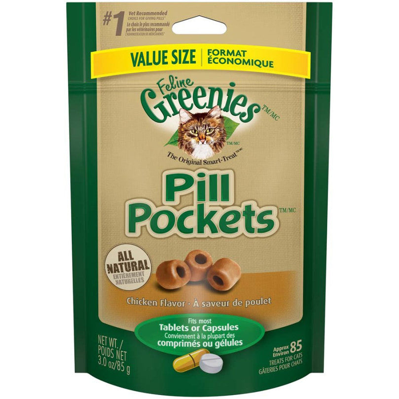 Greenies Feline Pill Pockets Cat Treats Chicken 1ea/3 oz, 85 ct for your Pet Cat with Pet Store X!