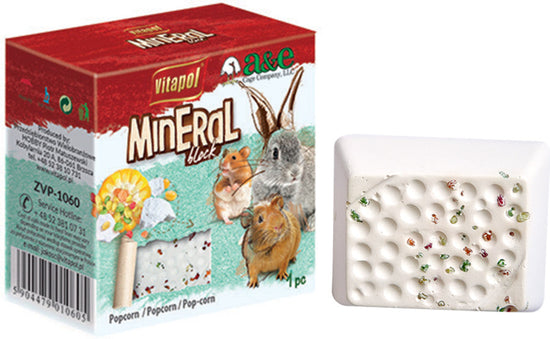 A & E Cages VitaPol Lime-Mineral Block for Small Animals Popcorn; 1ea-40 g for your Pet Small Animal with Pet Store X.