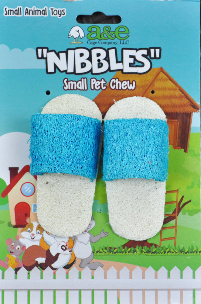 A &E Cages Nibbles Small Animal Loofah Chew Toy Sandals; 1ea for your Pet Small Animal with Pet Store X.