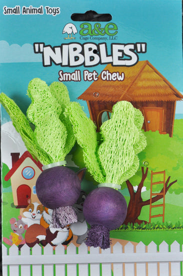 A & E Cages Nibbles Small Animal Loofah Chew Toy Turnips; 1ea for your Pet Small Animal with Pet Store X.