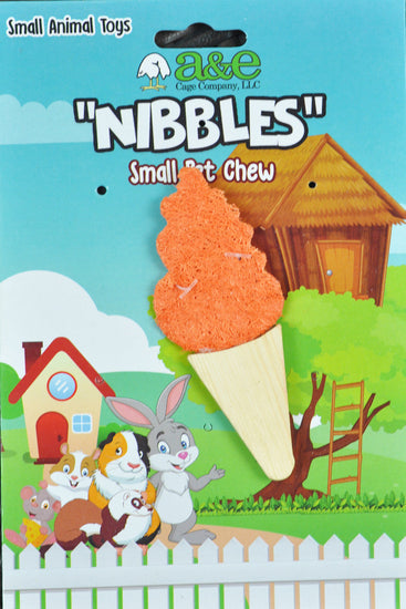 A &E Cages Nibbles Small Animal Loofah Chew Toy Ice Cream Cone; 1ea for your Pet Small Animal with Pet Store X.