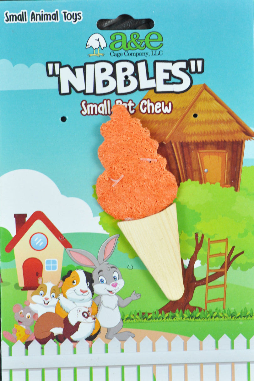 A &E Cages Nibbles Small Animal Loofah Chew Toy Ice Cream Cone; 1ea for your Pet Small Animal with Pet Store X.