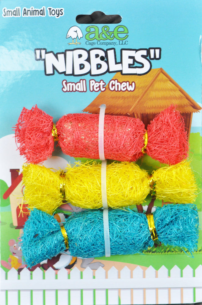 A & E Cages Nibbles Small Animal Loofah Chew Toy Candies; 1ea