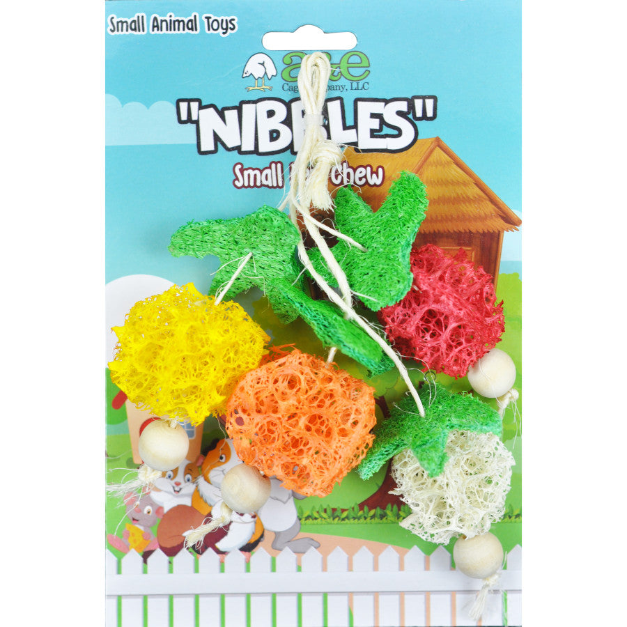 A & E Cages Nibbles Small Animal Loofah Chew Toy Bunch of Fruits; 1ea for your Pet Small Animal with Pet Store X.