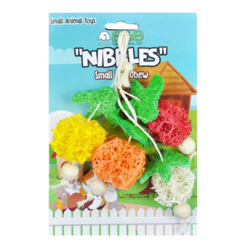 A &E Cages Nibbles Small Animal Loofah Chew Toy Bunch of Fruits; 1ea