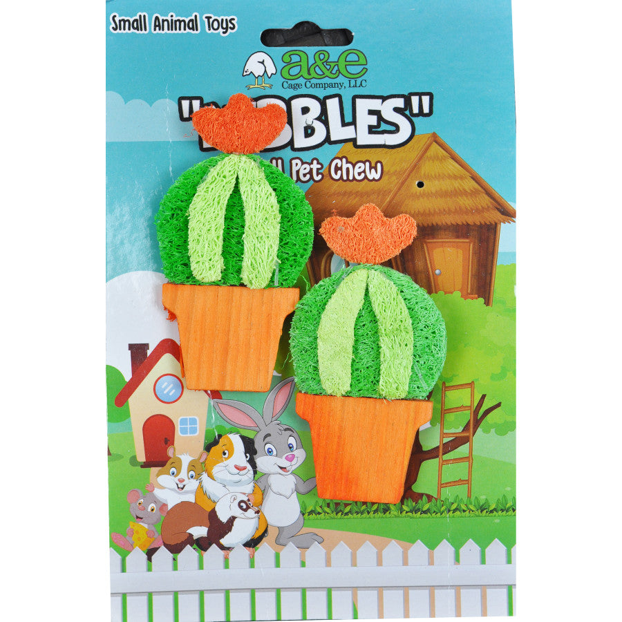 A & E Cages Nibbles Small Animal Loofah Chew Toy Barrel Cactus; 1ea