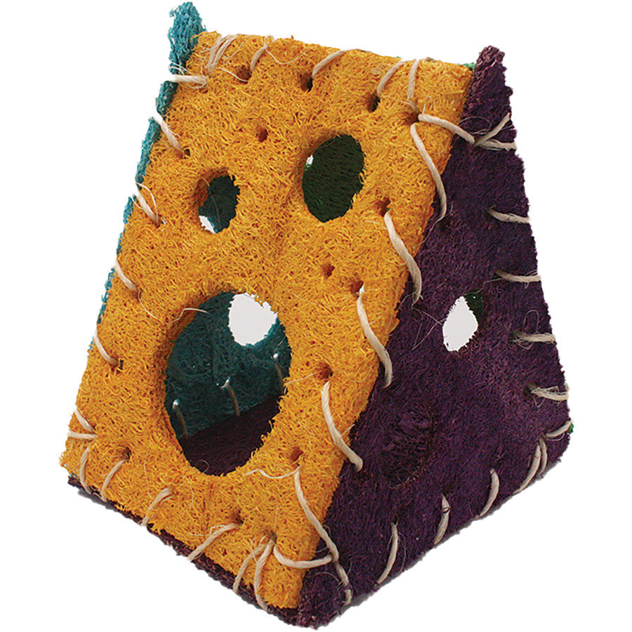 A & E Cages Nibbles Small Animal Loofah Chew Toy Cheese House; 1ea for your Pet Small Animal with Pet Store X.