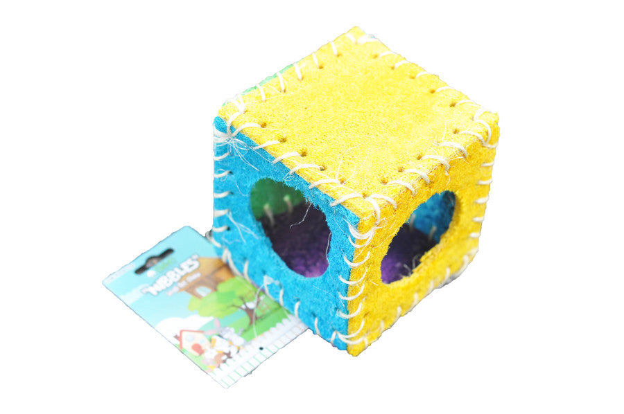 A & E Cages Nibbles Small Animal Loofah Chew Toy Cube; 1ea