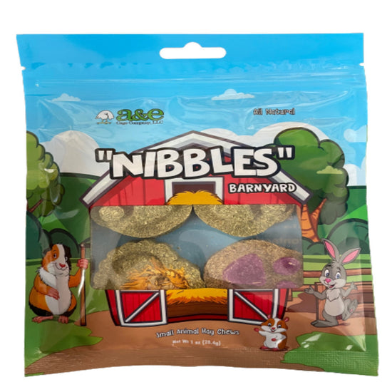 A & E Cages Barnyard Nibbles Hay Chew Small Animal Bites Variety 6pc for your Pet Small Animal with Pet Store X.