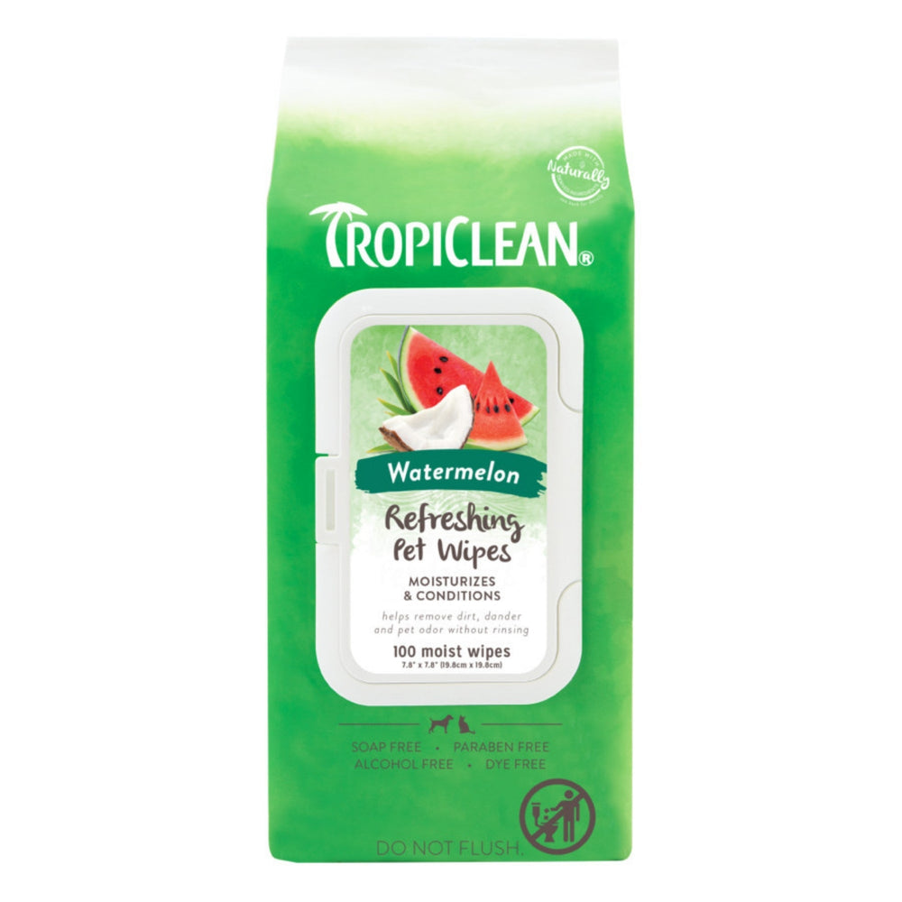 TropiClean Watermelon 2in1 Refreshing Pet Wipes 1ea/100 ct