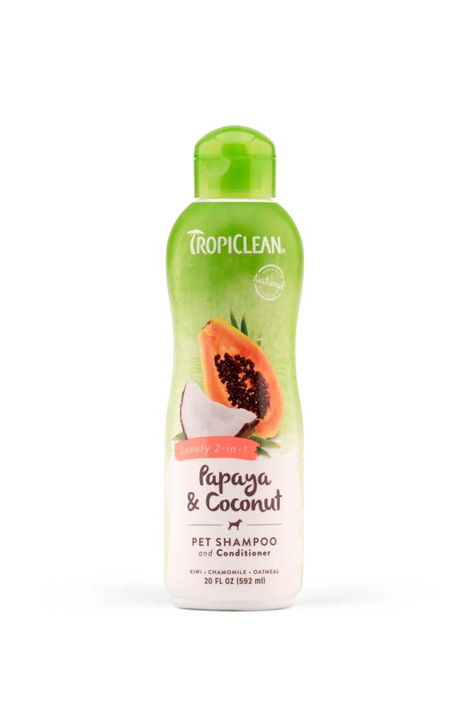 TropiClean Papaya & Coconut Luxury 2-in-1 Shampoo and Conditioner for Pets 1ea/20 fl oz for your Pet Dog with Pet Store X.