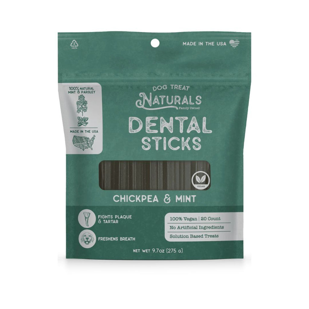 Dog Treat Naturals Dog Dentals Sticks Chickpea & Mint 10Oz 20 Count