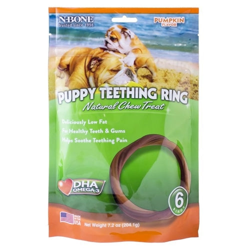 N-Bone Puppy Teething Rings Pumpkin 1ea/7.2 oz, 6 pk