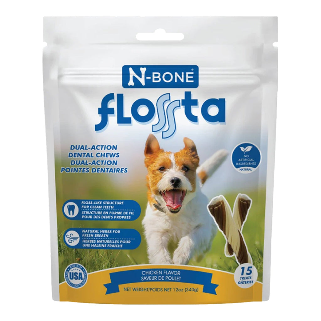 N-Bone Dog Flossta Dental Chews Chicken 15 Pack 12oz for your Pet Dog with Pet Store X!