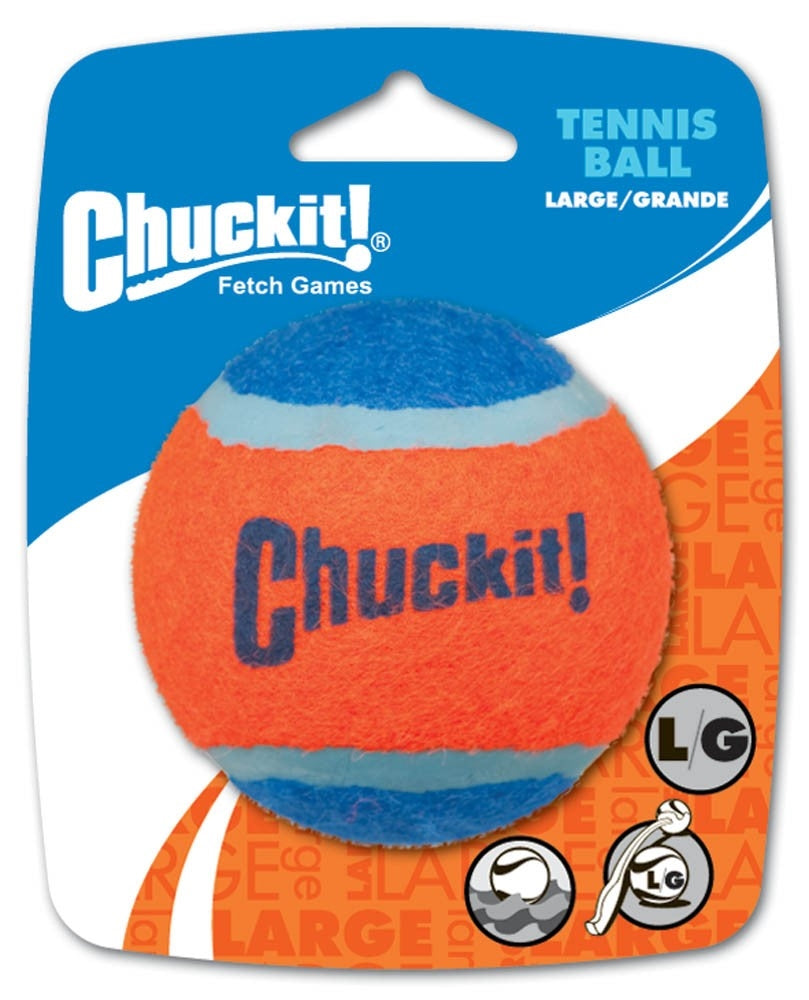 Chuckit! Tennis Ball Dog Toy Shrink Sleeve Blue/Orange 1ea/LG, 1 pk for your Pet Dog with Pet Store X.