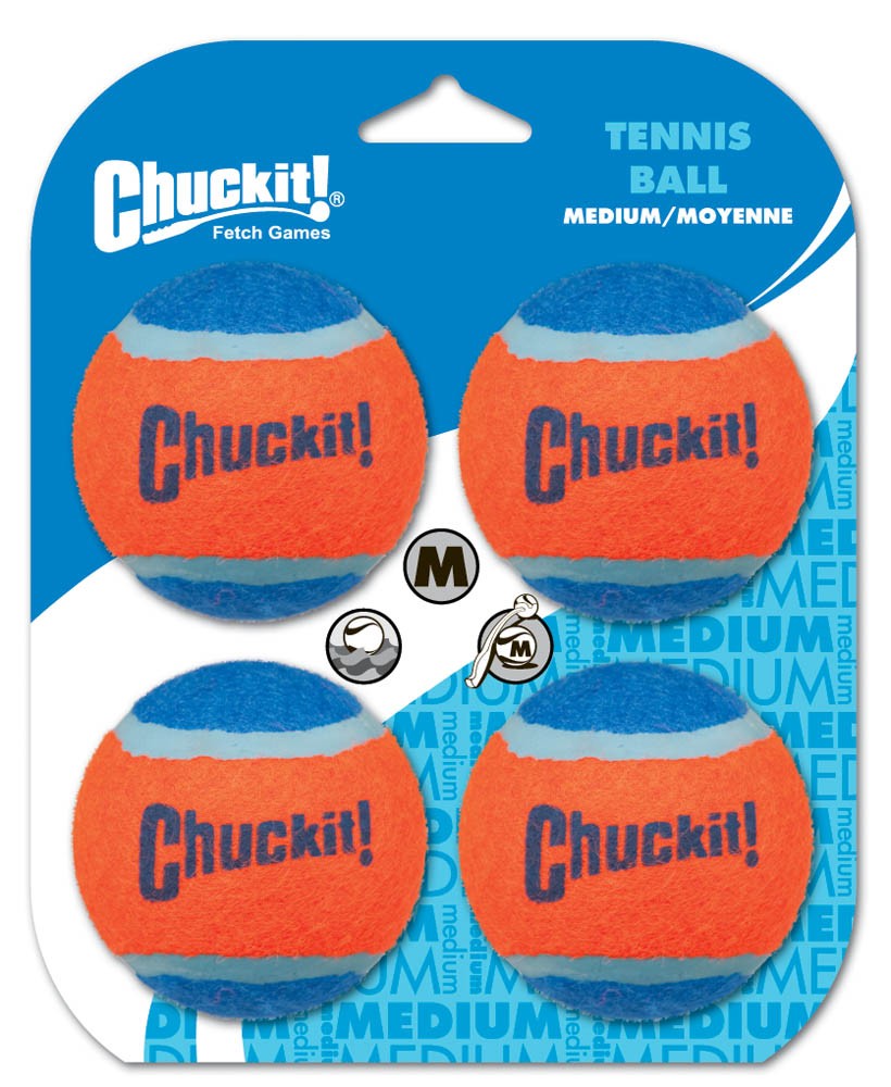 Chuckit! Tennis Ball Dog Toy Shrink Sleeve Blue/Orange 1ea/MD, 4 pk for your Pet Dog with Pet Store X.