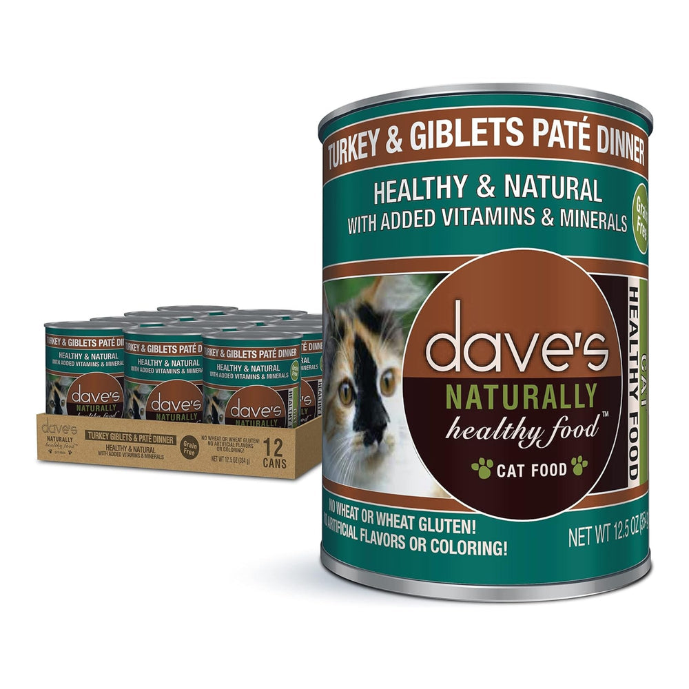 Dave's Naturally Healthy Cat Food; Turkey and Giblets Pate Dinner 13.2oz. (Case of 12)