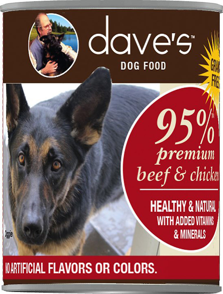 Daves Premium Beef & Chicken 95% Meat 13oz (Case Of 12) for your Pet Dog with Pet Store X!