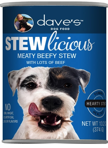 Daves Stewlicious Meaty Beefy Stew 132oz (Case of 12) for your Pet Dog with Pet Store X!