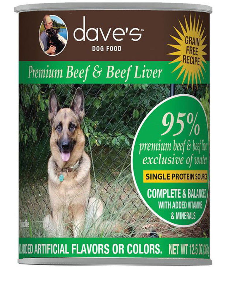 Dave's Pet Food Dog 95% Premium Meats Beef And Beef Liver 125oz (Case of 12) for your Pet Dog with Pet Store X!