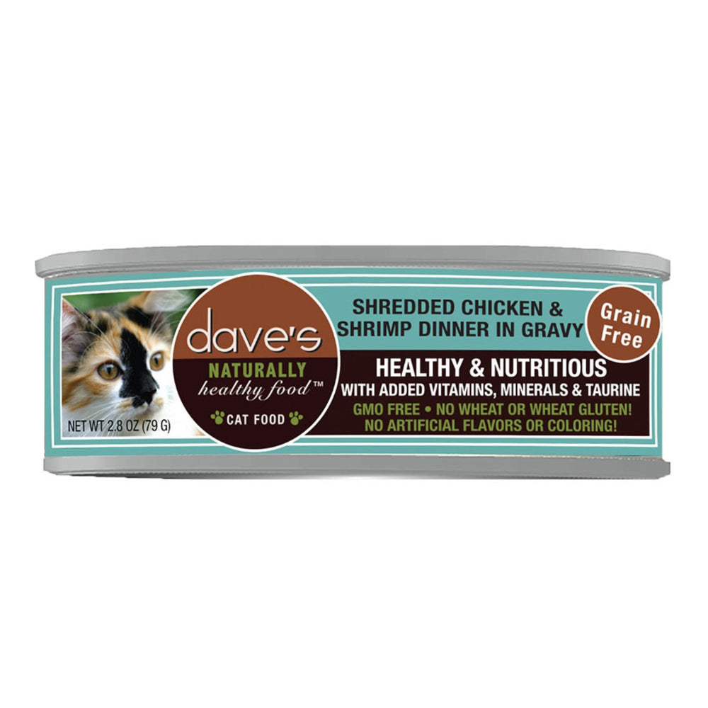 Dave's Cat Grain Free Shredded Chicken N Shrimp 2.8oz. (Case of 24)