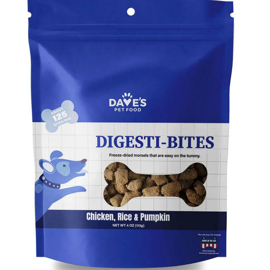 Dave'S Pet Food Dog Digesti-Bites Freeze-Dried Chicken Rice & Pumpkin 4Oz for your Pet Dog with Pet Store X!