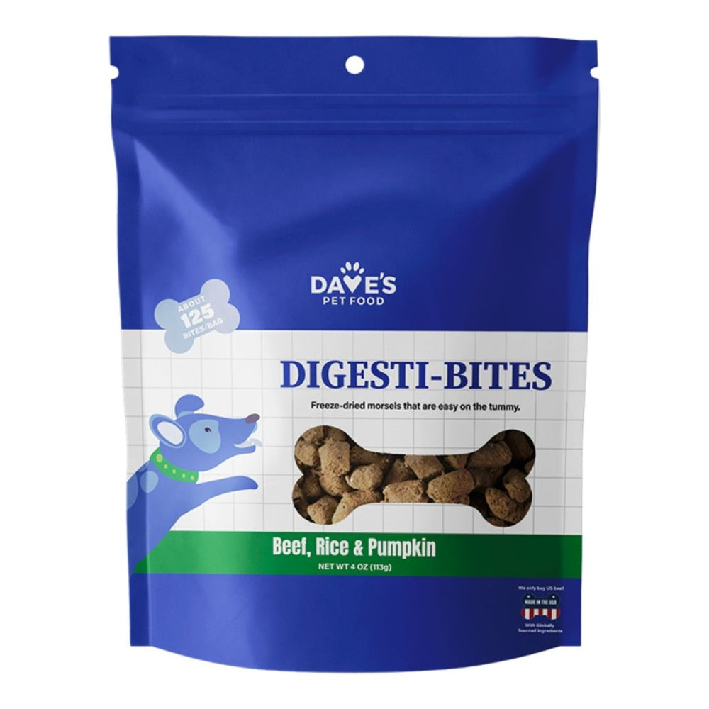 Dave'S Pet Food Dog Digesti-Bites Freeze-Dried Beef Rice & Pumpkin 4Oz for your Pet Dog with Pet Store X!