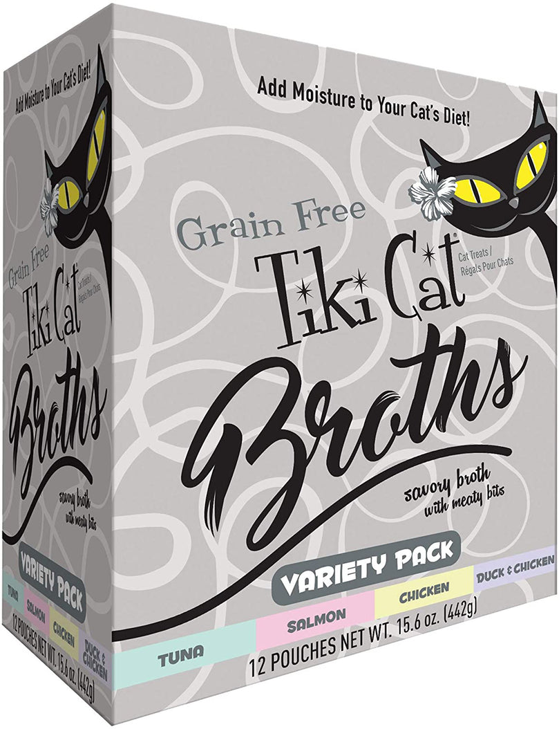 Tiki Pets Cat Broth Variety Pack 13oz Pouch (Case of 12) for your Pet Cat with Pet Store X!