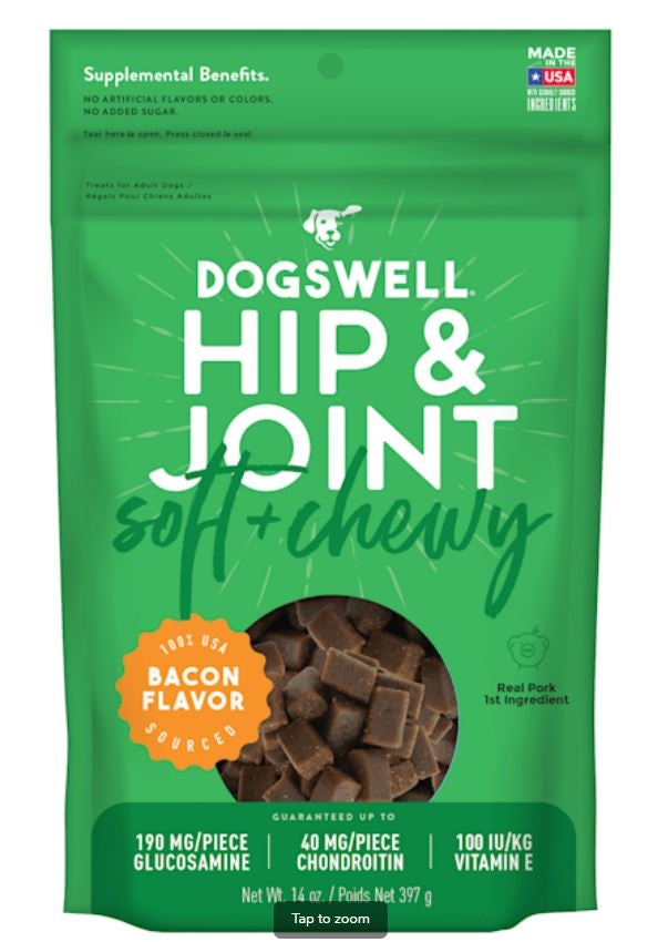 Dogswell Dog Hip Joint Soft Chew Grain Free Bacon 14oz for your Pet Dog with Pet Store X!